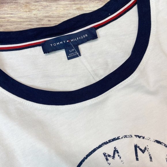 Tommy Hilfiger White/Red Short Sleeve Logo Tie-Front Tee XS/S - Picture 5 of 6